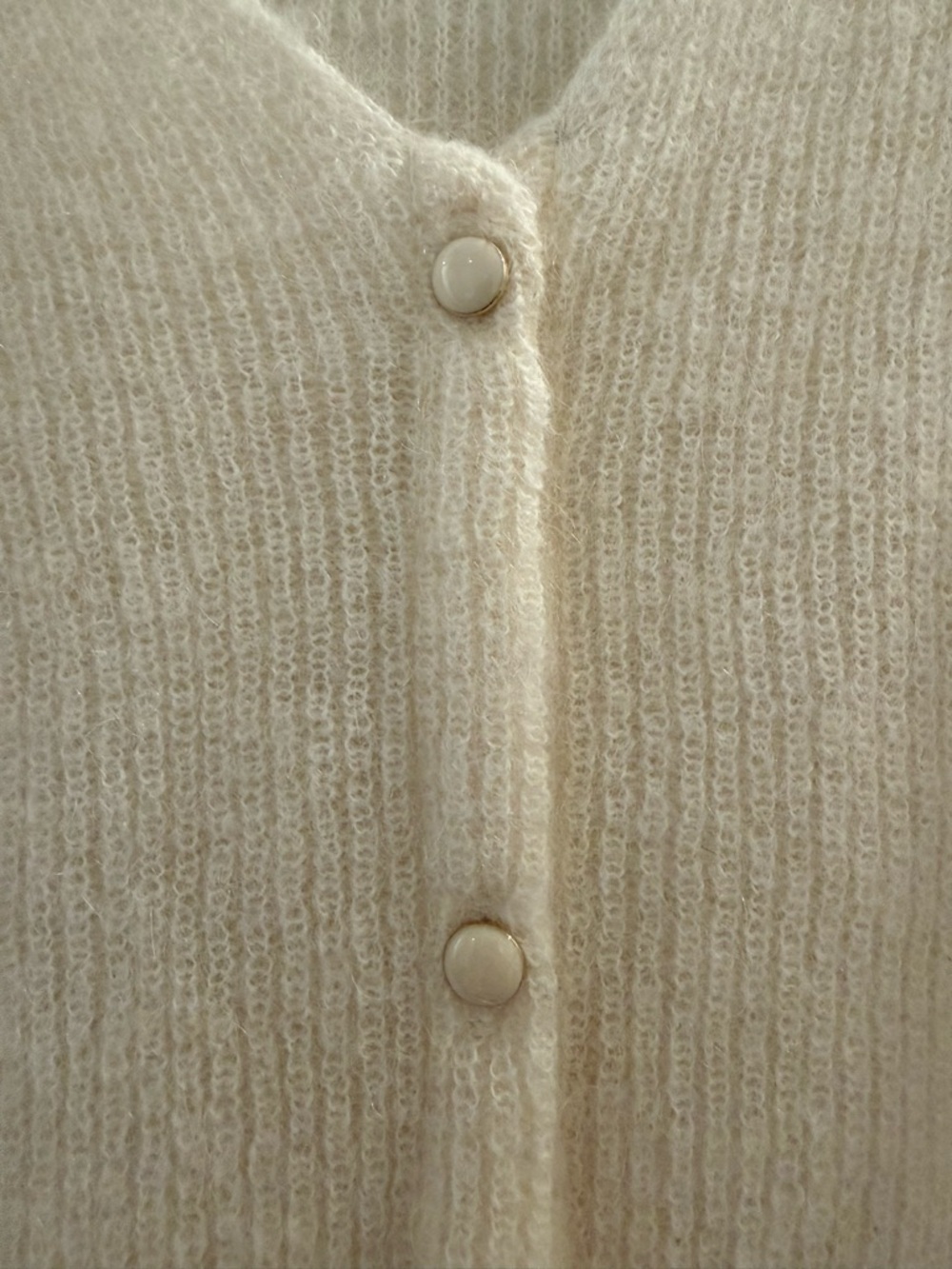 Sezane Barry Cardigan Ecru Cream Mohair Alpaca Button Front Sweater Small - Picture 10 of 11